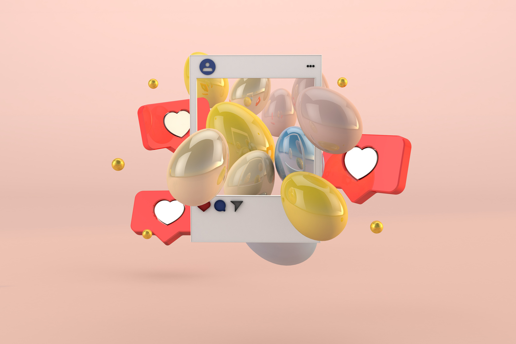 3d happy easter social media concept